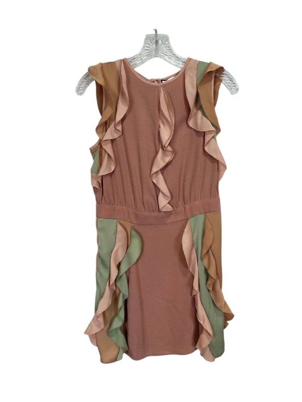 Alexis Ruffle Dress Womens Small Blush Tiered Cocktail Feminine Event